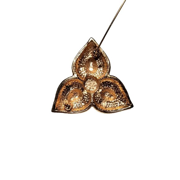 Rare Vintage Gold Toned Black Enamel Triquetra Brooch Trinity Celtic Knot Symbol - Picture 9 of 12